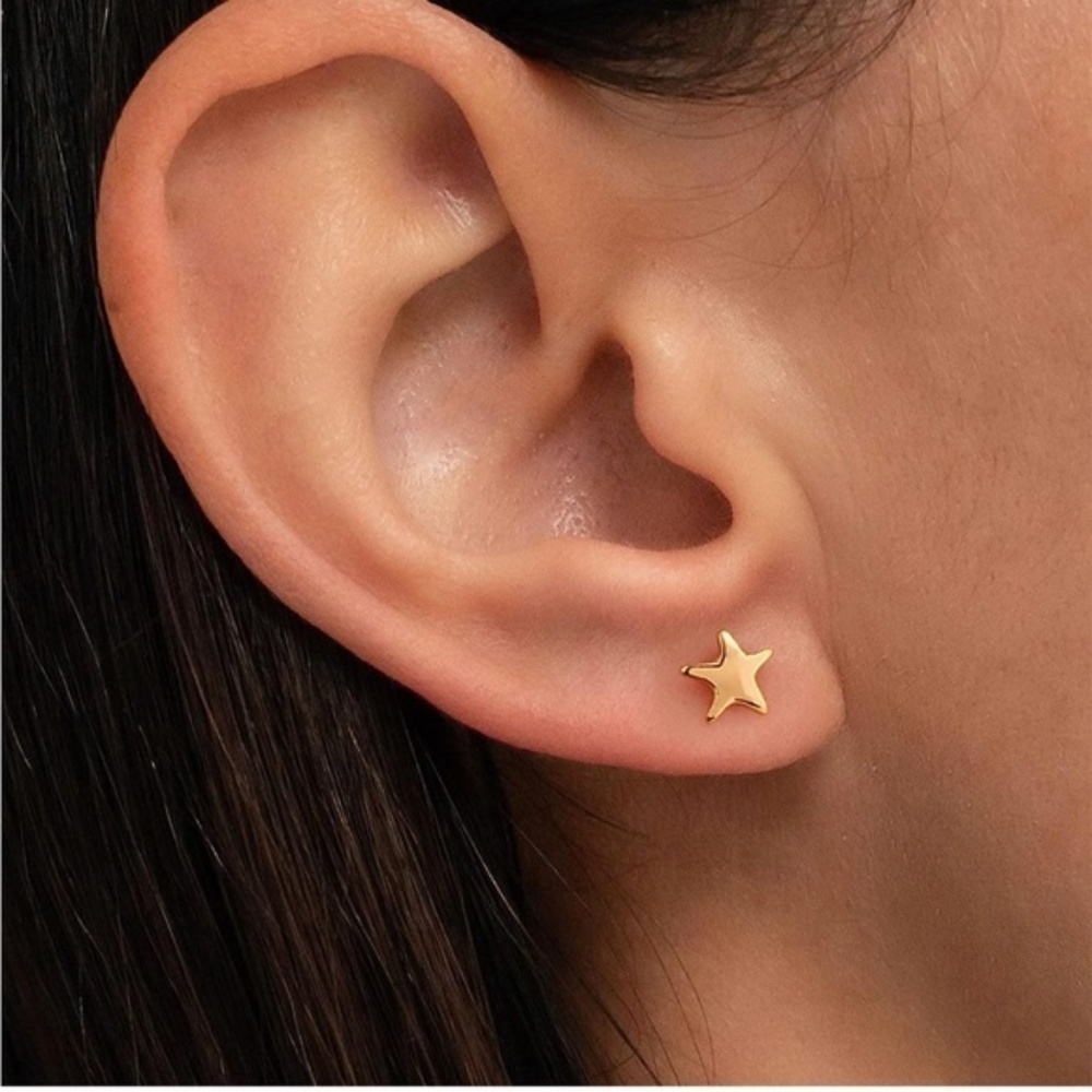 GOLD 14k Gold Plated Star Stud Earrings